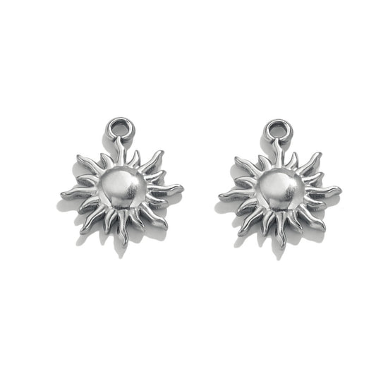 Silver Radiating Sun Charm